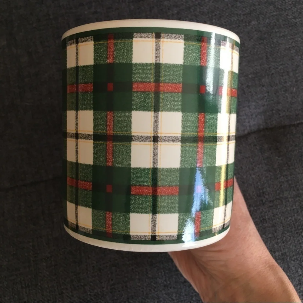 Colorful Green Plaid Holiday Mug, 12 oz
